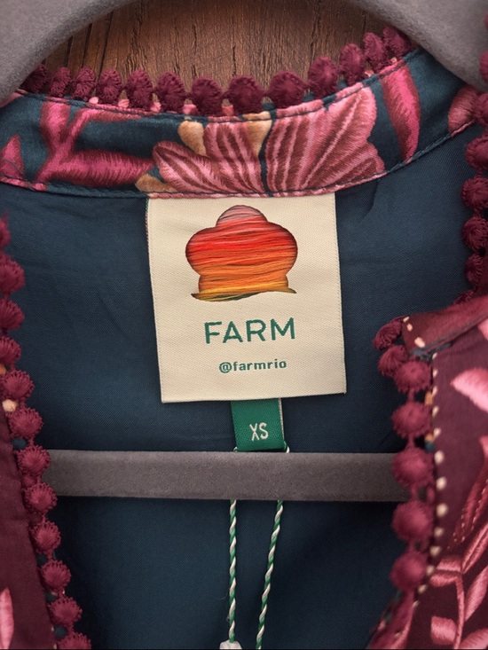 NWT FARM Rio Teal and Pink Floral Midi Dress - Picture 3 of 10